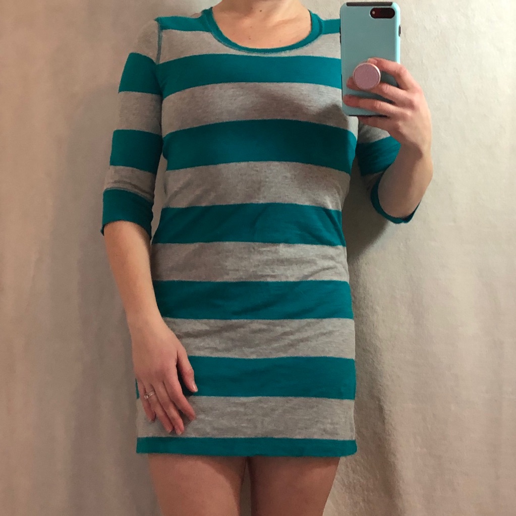 Blue And Gray T-Shirt Dress
